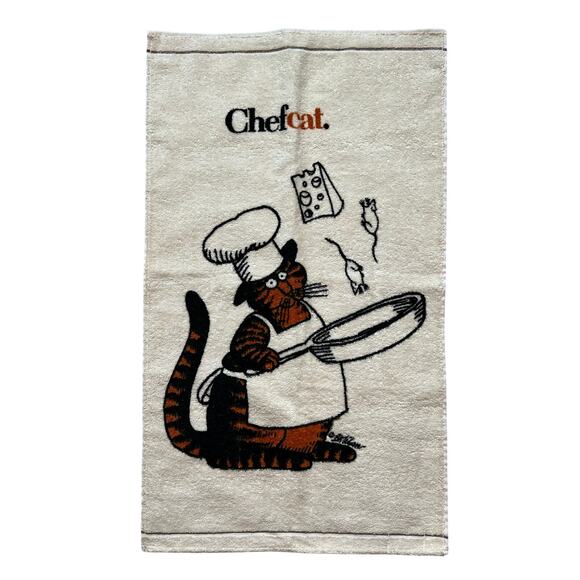 Vintage B Kliban Chef Cat Terrycloth Hand Towel Kitchen - Picture 1 of 7